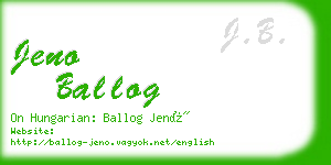 jeno ballog business card